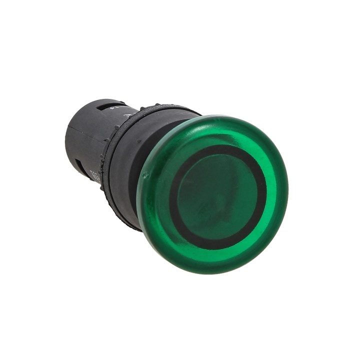 Кнопка SW2C-MD грибок зеленая с подсветкой фото 1