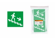 Знак "Направление к эвакуационному выходу (по лестнице направо вниз)" 150х150мм TDM