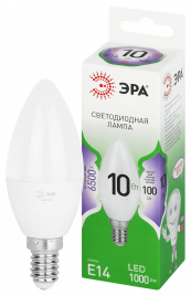 Лампа светодиодная ЭРА GREEN LINE LED B35-10W-865-E14 GL 10Вт свеча холодный свет E14