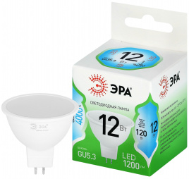 Лампа светодиодная ЭРА GREEN LINE LED MR16-12W-840-GU5.3 GL 12Вт софит яркий белый свет GU5.3