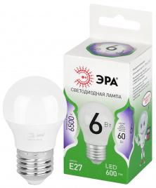 Лампа светодиодная ЭРА GREEN LINE LED P45-6W-865-E27 GL 6Вт шар холодный свет E27
