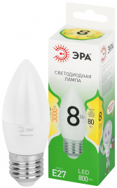 Лампа светодиодная ЭРА GREEN LINE LED B35-8W-830-E27 GL 8Вт свеча теплый свет E27