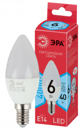 Лампа светодиодная ЭРА RED LINE ECO LED B35-6W-840-E14 6Вт свеча нейтральный белый свет Е14