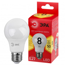 Лампа светодиодная ЭРА RED LINE LED A55-8W-827-E27 R 8Вт груша теплый белый свет Е27