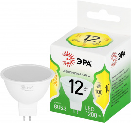 Лампа светодиодная ЭРА GREEN LINE LED MR16-12W-830-GU5.3 GL 12Вт софит теплый свет GU5.3