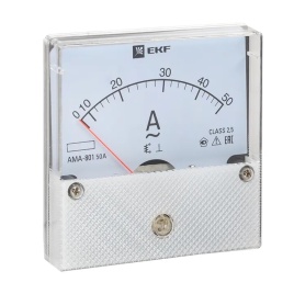 Амперметр AMA-801 50А 80х80 (круглый вырез) трансформаторное подключение EKF
