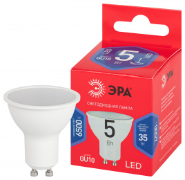 Лампа светодиодная ЭРА RED LINE LED MR16-5W-865-GU10 R 5Вт софит холодный дневной свет GU10