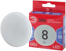 Лампа светодиодная ЭРА RED LINE LED GX-8W-865-GX53 R 8Вт таблетка холодный дневной свет GX53