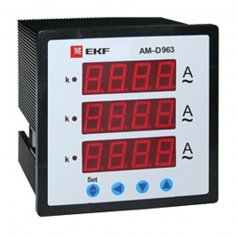 Амперметр цифровой AD-963 на панель (96х96) трехфазный EKF 