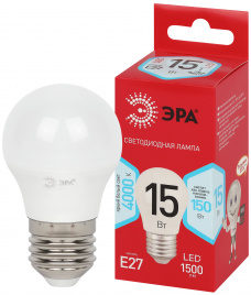 Лампа светодиодная ЭРА RED LINE LED P45-15W-840-E27 R 15Вт шар нейтральный белый свет E27