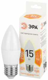 Лампа светодиодная ЭРА STD LED B35-15W-827-E27 15т свеча теплый белый свет Е27