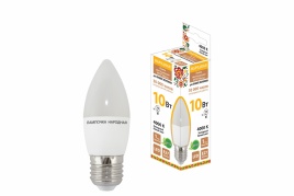 Лампа светодиодная 10 Вт FC37-230 В -4000 К–E27 Народная