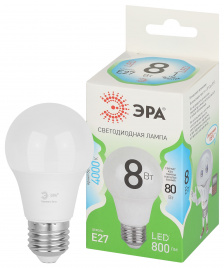 Лампа светодиодная ЭРА GREEN LINE LED A60-8W-840-E27 GL 8Вт груша яркий белый свет E27