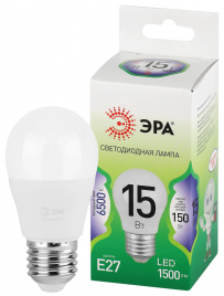 Лампа светодиодная ЭРА GREEN LINE LED P45-15W-865-E27 GL 15Вт шар холодный свет E27