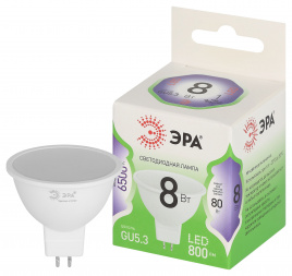 Лампа светодиодная ЭРА GREEN LINE LED MR16-8W-865-GU5.3 GL 8Вт софит холодный свет GU5.3