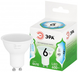 Лампа светодиодная ЭРА GREEN LINE LED MR16-6W-840-GU10 GL 6Вт софит яркий белый свет GU10