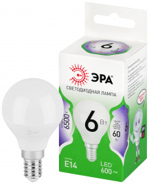 Лампа светодиодная ЭРА GREEN LINE LED P45-6W-865-E14 GL 6Вт шар холодный свет E14