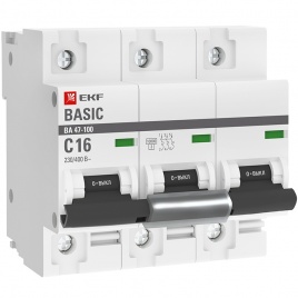 Выключатель ВА 47-100 3P 16А (C) EKF Basic