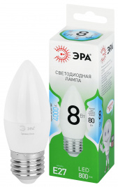 Лампа светодиодная ЭРА GREEN LINE LED B35-8W-840-E27 GL 8Вт свеча яркий белый свет E27