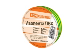 Изолента ПВХ 0,13*15мм (10м) желто-зеленая TDM