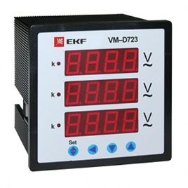 Вольтметр цифровой VD-963 на панель 96х96 трехфазный EKF