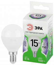 Лампа светодиодная ЭРА GREEN LINE LED P45-15W-865-E14 GL 15Вт шар холодный свет E14