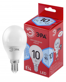 Лампа светодиодная ЭРА RED LINE LED P45-10W-840-E14 R 10Вт шар нейтральный белый свет E14