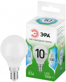 Лампа светодиодная ЭРА GREEN LINE LED P45-10W-840-E14 GL 10Вт шар яркий белый свет E14