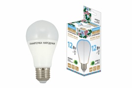 Лампа светодиодная 12 Вт НЛ-LED-A60-230 В-6500 К-Е27, (60х112 мм), Народная