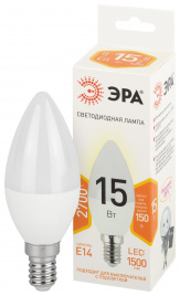 Лампа светодиодная ЭРА STD LED B35-15W-827-E14 15Вт свеча теплый белый свет Е14