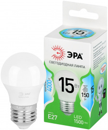 Лампа светодиодная ЭРА GREEN LINE LED P45-15W-840-E27 GL 15Вт шар яркий белый свет E27