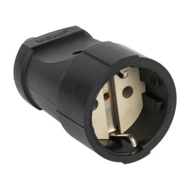 Штепсельное гнездо с з/к черное ПВХ 16A 250B (15)