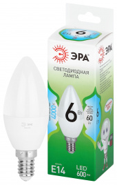 Лампа светодиодная ЭРА GREEN LINE LED B35-6W-840-E14 GL 6Вт свеча яркий белый свет E14