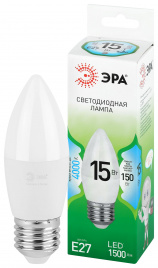 Лампа светодиодная ЭРА GREEN LINE LED B35-15W-840-E27 GL 15Вт свеча яркий белый свет E27