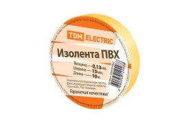 Изолента ПВХ 0,13*15мм (10м) желтая TDM