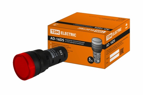 Лампа AD-16DS(LED)матрица d16мм красный 12В AC/DC TDM фото 1