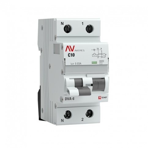 Дифференциальный автомат DVA-6 1P+N 10А (C) 30мА (AC) 6кА EKF AVERES фото 1