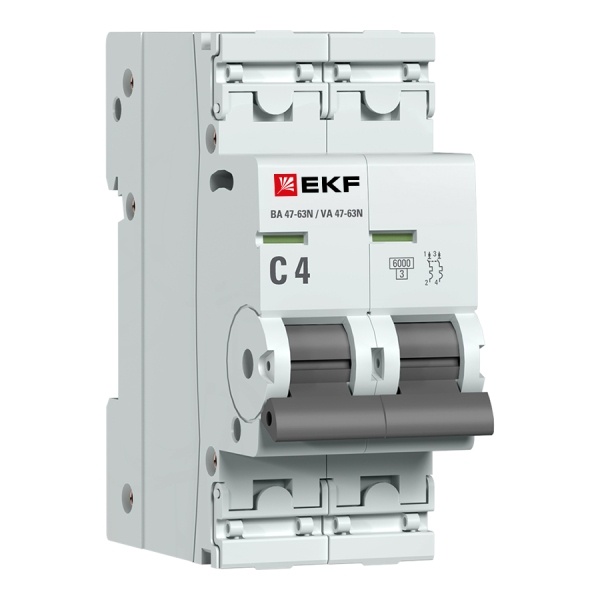 Выключатель ВА 47-63N 6кА 2P 3А (С) EKF PROxima фото 1