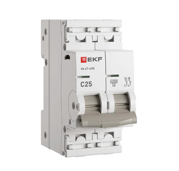 Выключатель ВА 47-63 2P 25А (С) 4,5 kA EKF PROxima фото 1