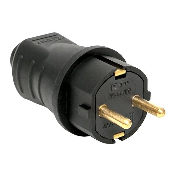 Вилка прямая каучук 2Р+РЕ 16А 250В IP44 EKF фото 2