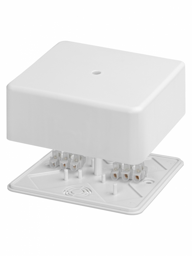 Коробка распаячная о/у 100х100х44 с клем. колодкой белая IP40 TDM фото 1