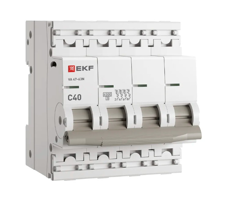 Выключатель ВА 47-63 4P 40А (С) 4,5 kA EKF PROxima фото 1