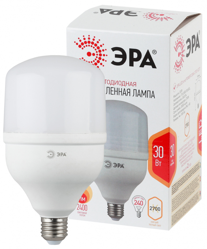 Лампа светодиодная POWER ЭРА STD LED T100-30W-2700-E27 30Вт колокол теплый белый свет Е27 фото 1