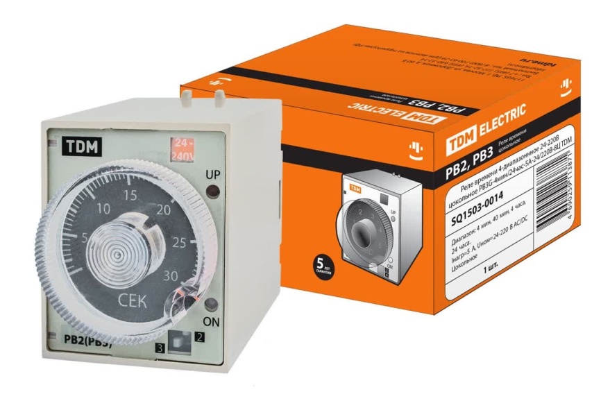 Реле времени РВ3G-4мин/24час-5A-24/220В-8Ц TDM фото 1