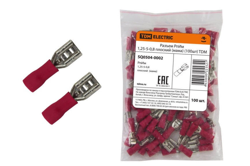 Разъем РпИм 1,25-5-0,8 плоский (мама) (100шт) TDM фото 1