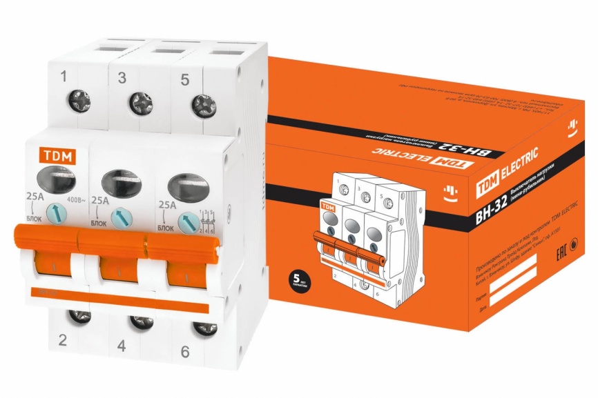 Выключатель нагрузки ВН-32 3/25A TDM фото 1