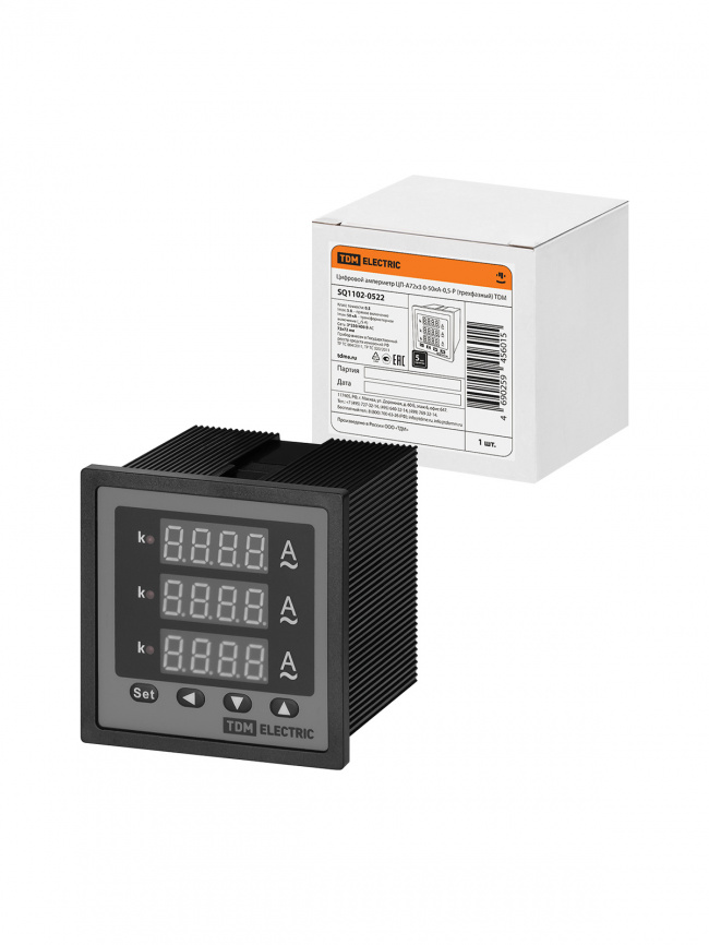 Амперметр цифровой ЦП-А72х3 трехфазный 0-50кА-0,5-Р TDM фото 1