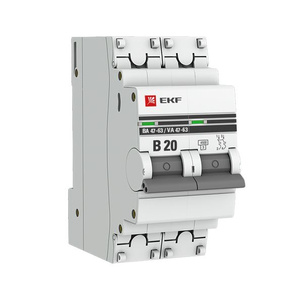 Выключатель ВА 47-63 2P 20А (В) EKF PROxima фото 1