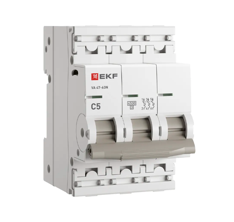 Выключатель ВА 47-63 3P 05А (С) 4,5 kA EKF PROxima фото 1