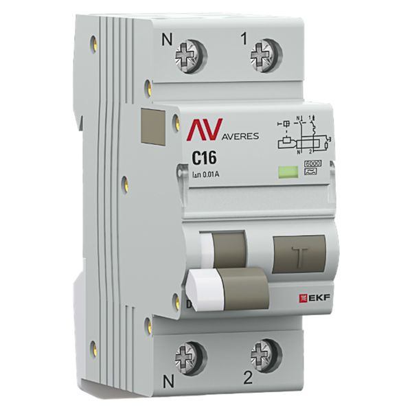 Дифференциальный автомат DVA-6 1P+N 16А (C) 10мА (A) эл-мех. 6кА EKF AVERES фото 1